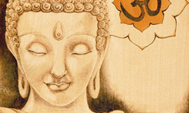 Buddha, pirografia su massello di acero,  19x20 cm.   2010.
