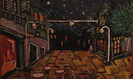 Caff di notte, olio su tela, cm 100x70.