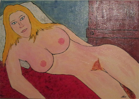 Nudo, oloi su tela. cm 50x70.