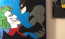 Batman e Joker, olio su tela, cm 100x60.