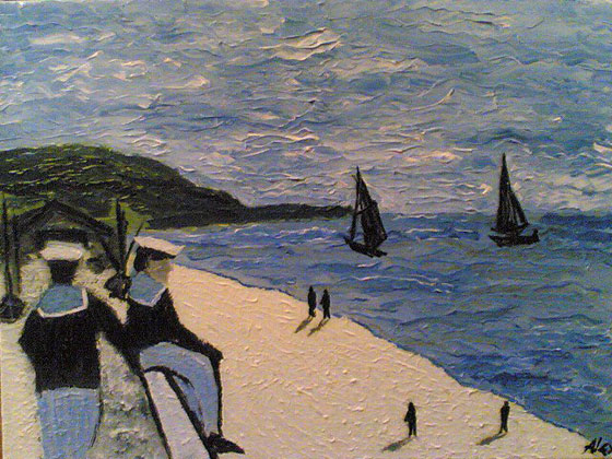 Marinai, olio su tela, cm 70x50.