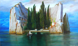 LIsola dei morti Copia dautore, olio su masonite, 35x50 cm.