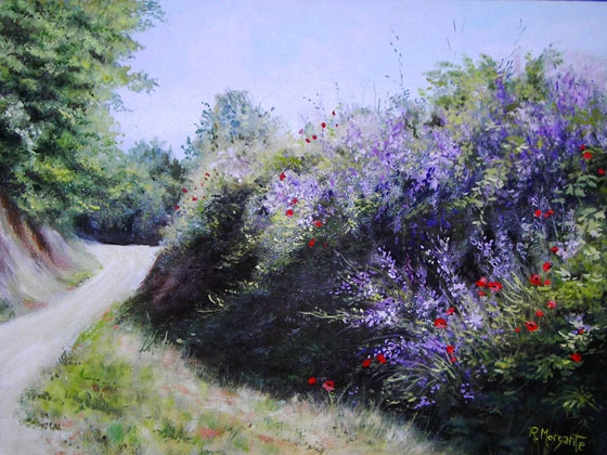 Sentiero di campagna, olio su tela, 50x70 cm.