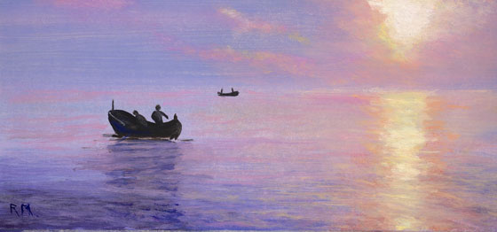Alba a Sibari, olio su cartone pressato, 13x18 cm.