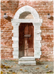 Portale Toscano, acquerello, 13x18 cm.