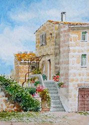 Sovana (GR) scorcio, acquerello, 13x18 cm.