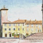 Piazza Duomo (Orvieto), acquerello, 13x18 cm. 